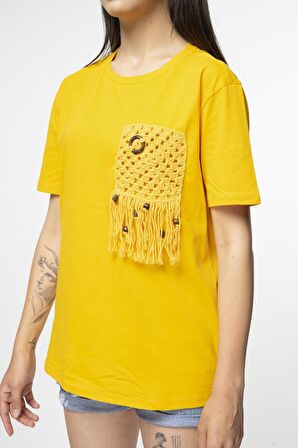 KROŞE ÖRGÜ DETAYLI T-SHIRT